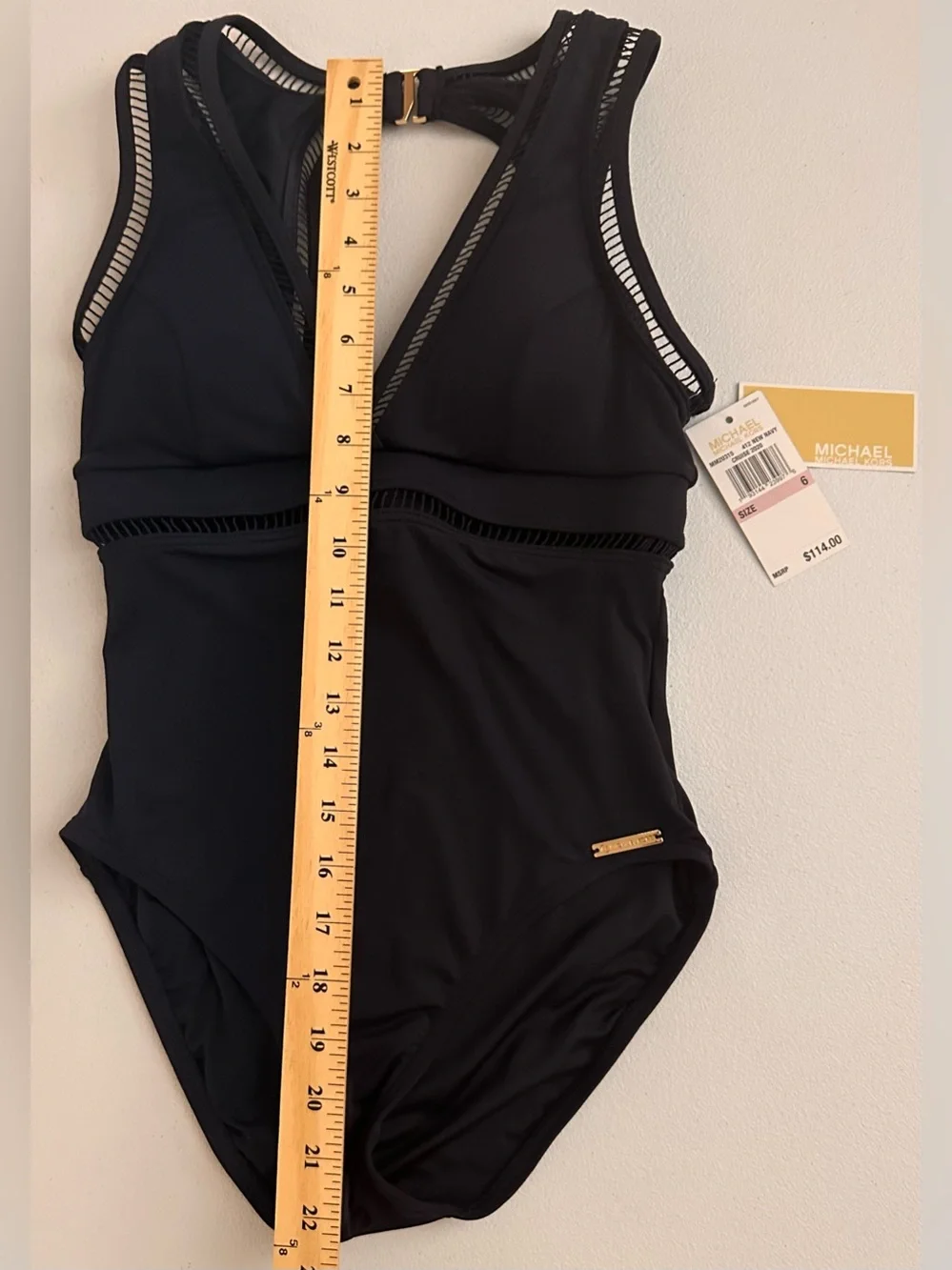 MICHAEL Michael Kors One-Piece Swim Suit with Mesh Trim size 6